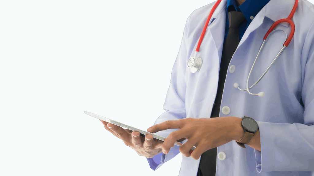 Physician reviewing a patient chart on a tablet