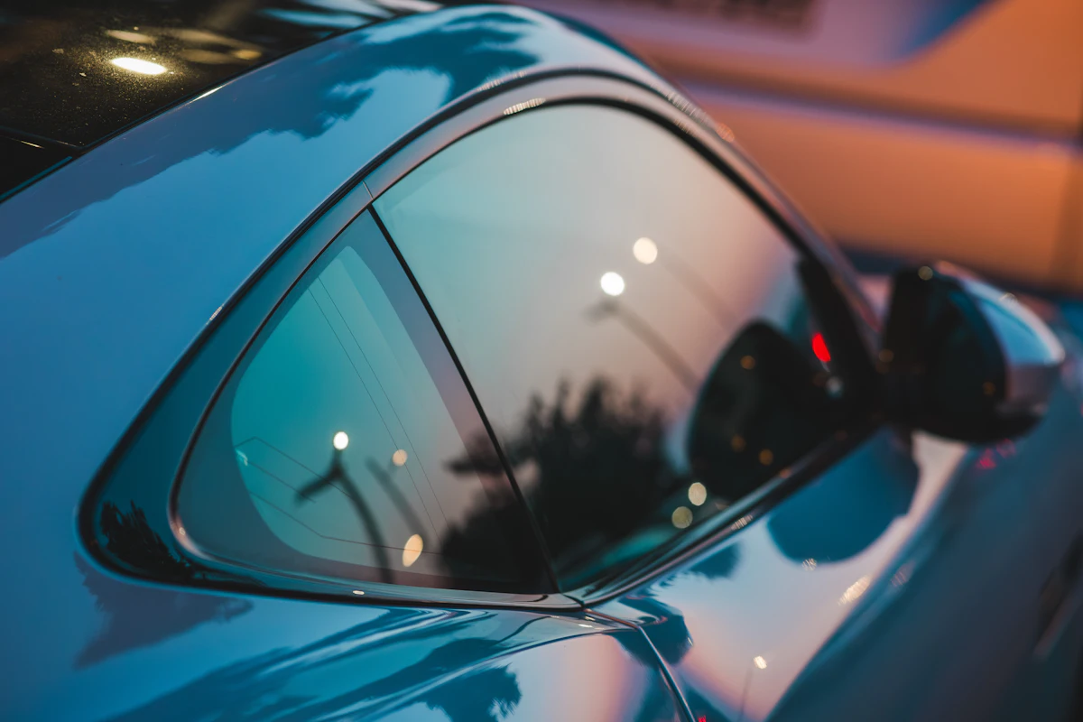 Tinted side window of a car